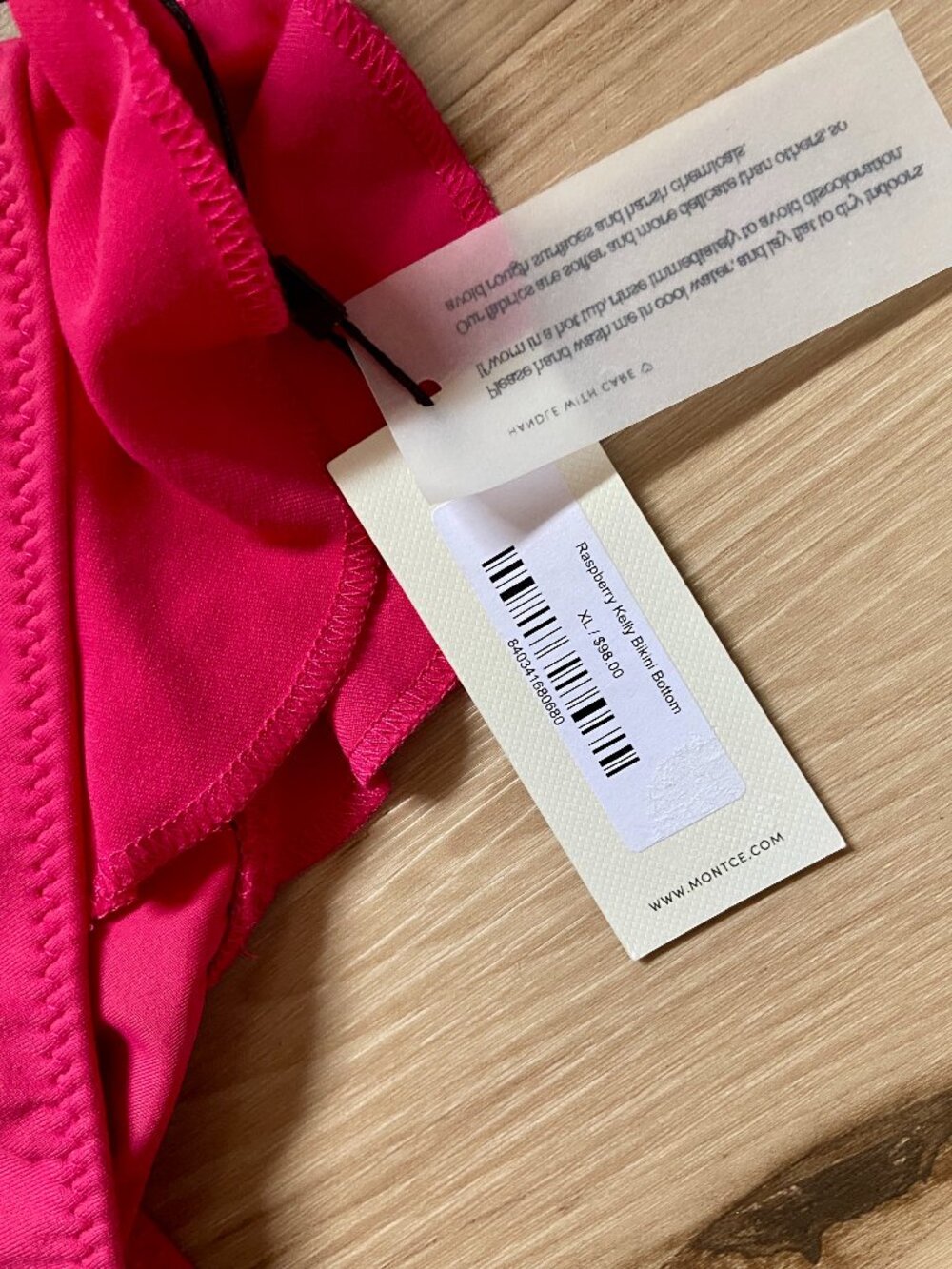 NEW Montce Raspberry Pink Kelly Bikini Bottom Extra Large Ruffle NWT - Picture 2 of 5